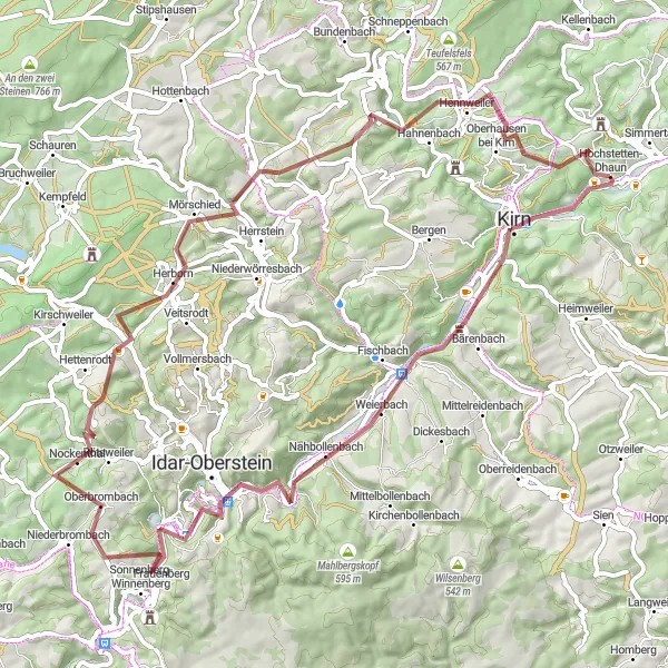 Karten-Miniaturansicht der Radinspiration "Gravel-Abenteuer um Hochstetten-Dhaun" in Koblenz, Germany. Erstellt vom Tarmacs.app-Routenplaner für Radtouren