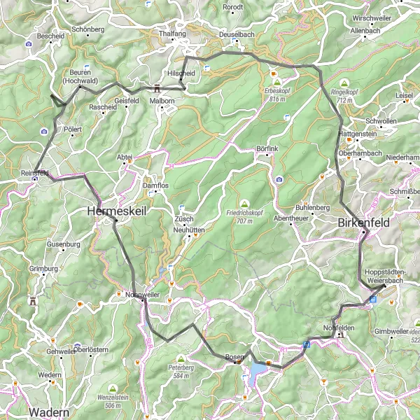 Karten-Miniaturansicht der Radinspiration "Sagenhafte Fahrt durch Hunsrück" in Koblenz, Germany. Erstellt vom Tarmacs.app-Routenplaner für Radtouren