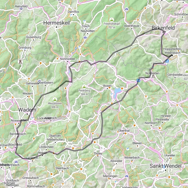 Map miniature of "The Beauty of Nature Road Cycling" cycling inspiration in Koblenz, Germany. Generated by Tarmacs.app cycling route planner
