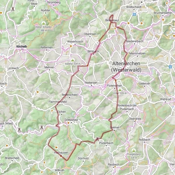 Map miniature of "Beulskopf Adventure" cycling inspiration in Koblenz, Germany. Generated by Tarmacs.app cycling route planner