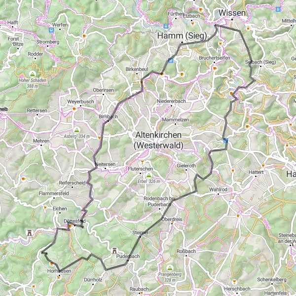 Karten-Miniaturansicht der Radinspiration "Charme des Westerwalds" in Koblenz, Germany. Erstellt vom Tarmacs.app-Routenplaner für Radtouren