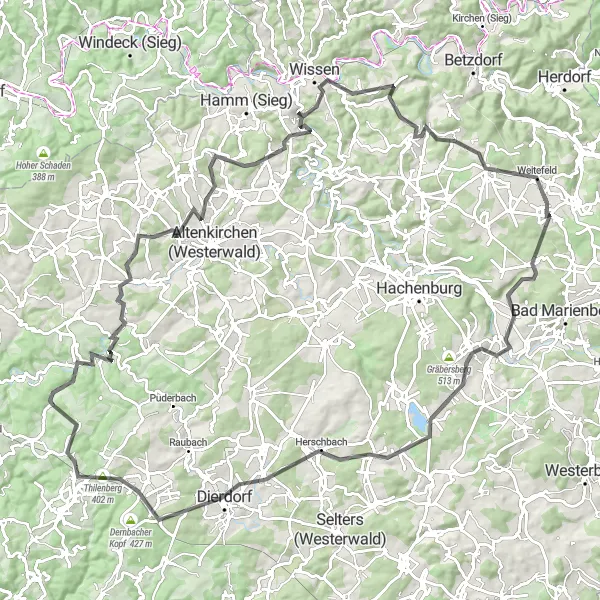 Map miniature of "The Ultimate Climbing Quest" cycling inspiration in Koblenz, Germany. Generated by Tarmacs.app cycling route planner