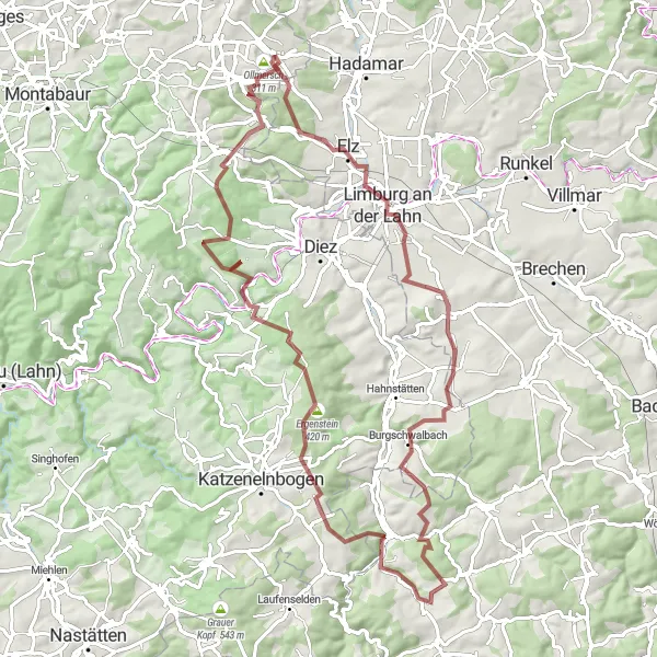 Karten-Miniaturansicht der Radinspiration "Entdeckungsreiche Gravel-Tour durch Koblenz" in Koblenz, Germany. Erstellt vom Tarmacs.app-Routenplaner für Radtouren