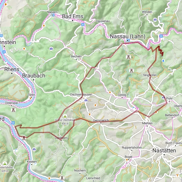 Karten-Miniaturansicht der Radinspiration "Erlebnisreiche Gravel-Tour rund um Kamp-Bornhofen" in Koblenz, Germany. Erstellt vom Tarmacs.app-Routenplaner für Radtouren