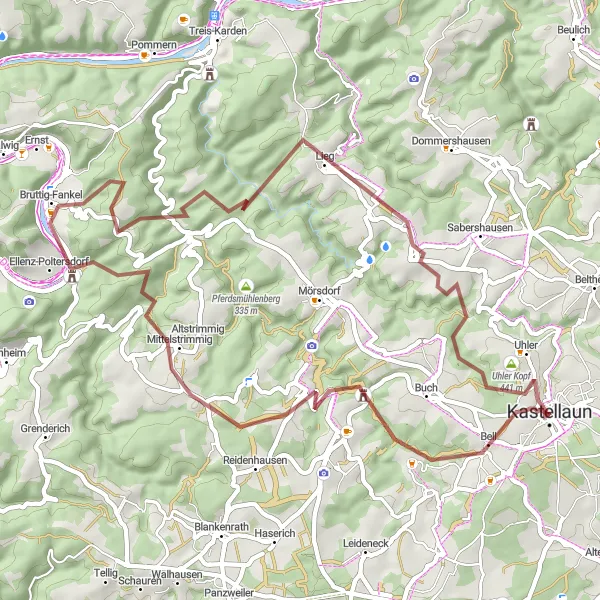 Karten-Miniaturansicht der Radinspiration "Panorama-Tour um Kastellaun" in Koblenz, Germany. Erstellt vom Tarmacs.app-Routenplaner für Radtouren