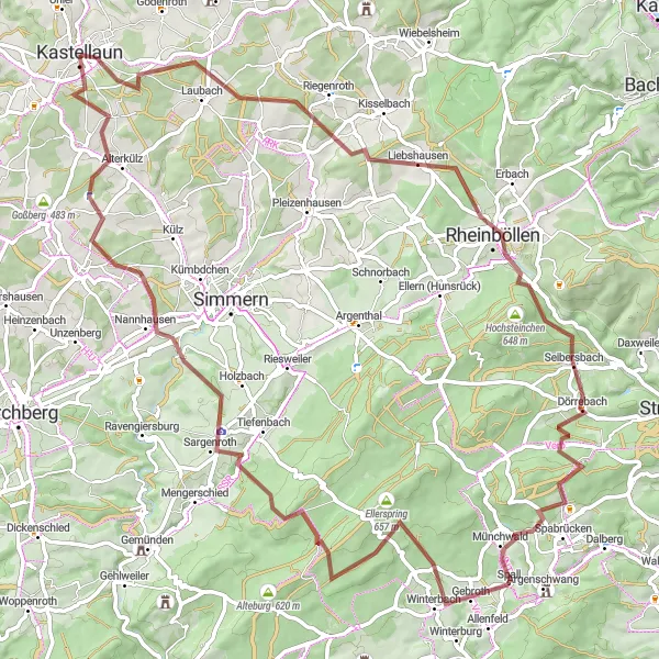 Karten-Miniaturansicht der Radinspiration "Gravel-Route von Kastellaun nach Südturm" in Koblenz, Germany. Erstellt vom Tarmacs.app-Routenplaner für Radtouren