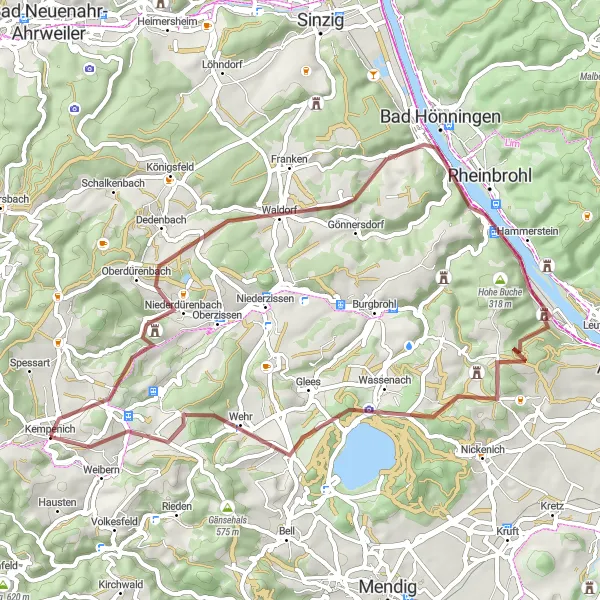 Map miniature of "Breathtaking Road Cycling Route near Kempenich" cycling inspiration in Koblenz, Germany. Generated by Tarmacs.app cycling route planner