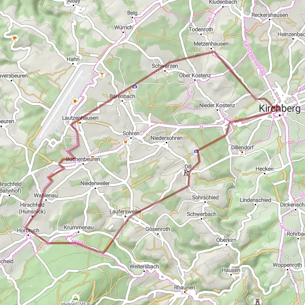 Map miniature of "Krummenau Loop" cycling inspiration in Koblenz, Germany. Generated by Tarmacs.app cycling route planner