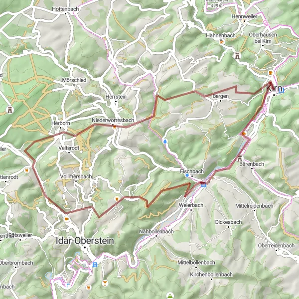 Map miniature of "Exploring the Hunsrück Mountains" cycling inspiration in Koblenz, Germany. Generated by Tarmacs.app cycling route planner