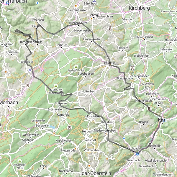 Karten-Miniaturansicht der Radinspiration "Hügellandschaften und malerische Dörfer" in Koblenz, Germany. Erstellt vom Tarmacs.app-Routenplaner für Radtouren