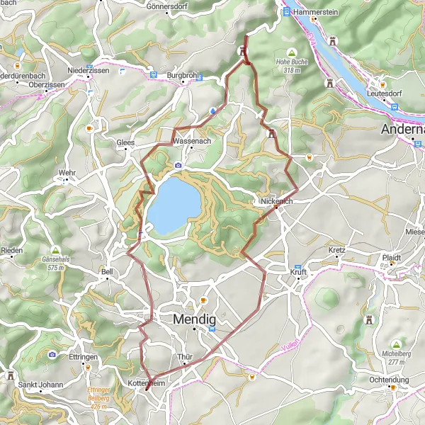 Karten-Miniaturansicht der Radinspiration "Kottenheim - Benediktinerabtei Maria Laach" in Koblenz, Germany. Erstellt vom Tarmacs.app-Routenplaner für Radtouren