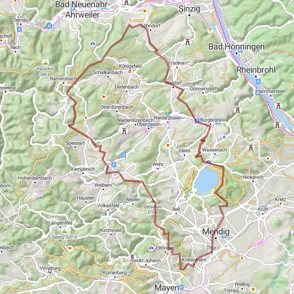 Map miniature of "Eifel Gravel Adventure" cycling inspiration in Koblenz, Germany. Generated by Tarmacs.app cycling route planner
