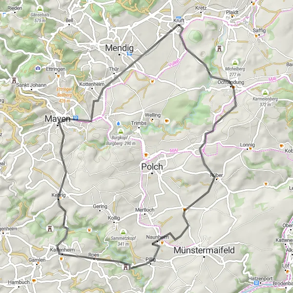Karten-Miniaturansicht der Radinspiration "Burgfried und Rheinschleife" in Koblenz, Germany. Erstellt vom Tarmacs.app-Routenplaner für Radtouren