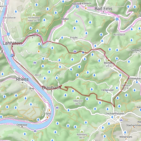Karten-Miniaturansicht der Radinspiration "Rheinufer Gravel Tour" in Koblenz, Germany. Erstellt vom Tarmacs.app-Routenplaner für Radtouren