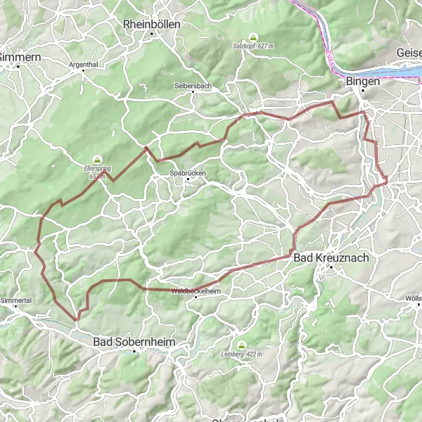Map miniature of "The Rhineland-Palatinate Gravel Adventure" cycling inspiration in Koblenz, Germany. Generated by Tarmacs.app cycling route planner