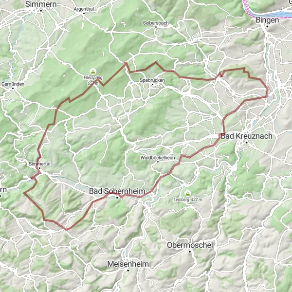 Map miniature of "The Hargesheim Loop" cycling inspiration in Koblenz, Germany. Generated by Tarmacs.app cycling route planner