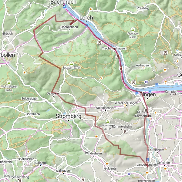 Map miniature of "Exploring the Gravel Paths of Koblenz" cycling inspiration in Koblenz, Germany. Generated by Tarmacs.app cycling route planner