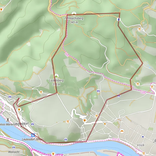 Karten-Miniaturansicht der Radinspiration "Kurze Kultur-Gravel-Tour" in Koblenz, Germany. Erstellt vom Tarmacs.app-Routenplaner für Radtouren