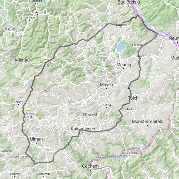 Karten-Miniaturansicht der Radinspiration "Leutesdorf und Burg Hammerstein Tour" in Koblenz, Germany. Erstellt vom Tarmacs.app-Routenplaner für Radtouren