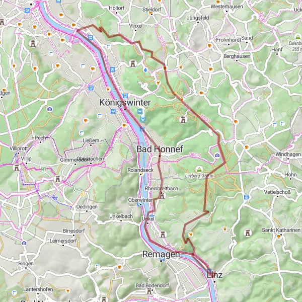 Karten-Miniaturansicht der Radinspiration "Bike-Abenteuer am Rhein und im Siebengebirge" in Koblenz, Germany. Erstellt vom Tarmacs.app-Routenplaner für Radtouren