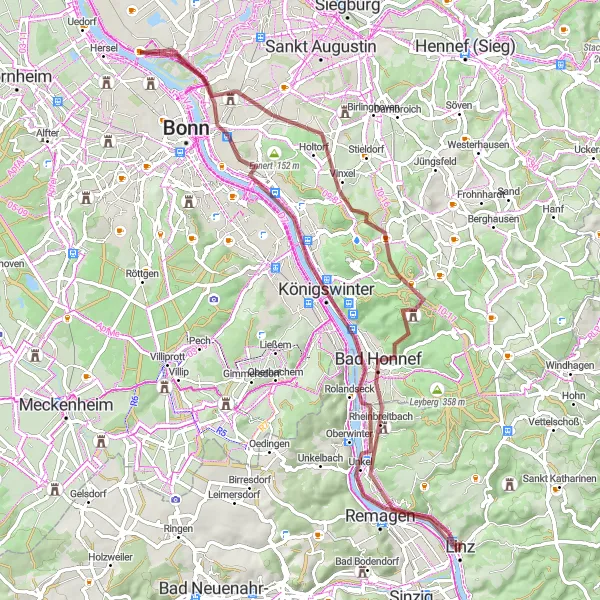 Map miniature of "Idyllic Landscapes and Cultural Delights" cycling inspiration in Koblenz, Germany. Generated by Tarmacs.app cycling route planner