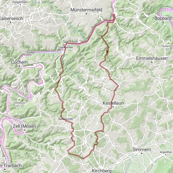 Map miniature of "The Gravel Adventure" cycling inspiration in Koblenz, Germany. Generated by Tarmacs.app cycling route planner