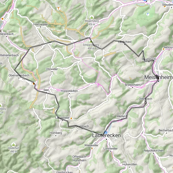 Karten-Miniaturansicht der Radinspiration "Landschaftliches Rundum-Erlebnis" in Koblenz, Germany. Erstellt vom Tarmacs.app-Routenplaner für Radtouren