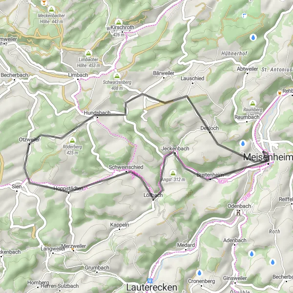 Karten-Miniaturansicht der Radinspiration "Weinberge und Fachwerkhäuser" in Koblenz, Germany. Erstellt vom Tarmacs.app-Routenplaner für Radtouren