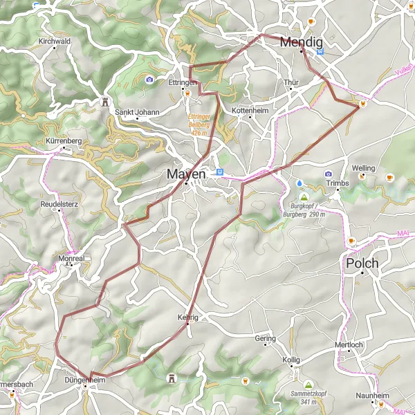 Map miniature of "The Gravel Explorer" cycling inspiration in Koblenz, Germany. Generated by Tarmacs.app cycling route planner