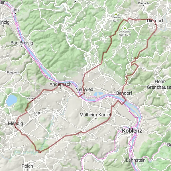 Karten-Miniaturansicht der Radinspiration "Entdeckungstour um Andernach" in Koblenz, Germany. Erstellt vom Tarmacs.app-Routenplaner für Radtouren