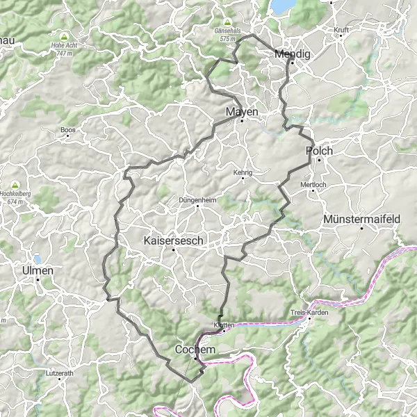 Karten-Miniaturansicht der Radinspiration "Road-Tour entlang der Mosel" in Koblenz, Germany. Erstellt vom Tarmacs.app-Routenplaner für Radtouren