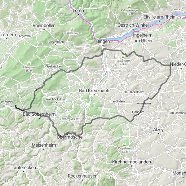 Map miniature of "The Vineyard Challenge" cycling inspiration in Koblenz, Germany. Generated by Tarmacs.app cycling route planner