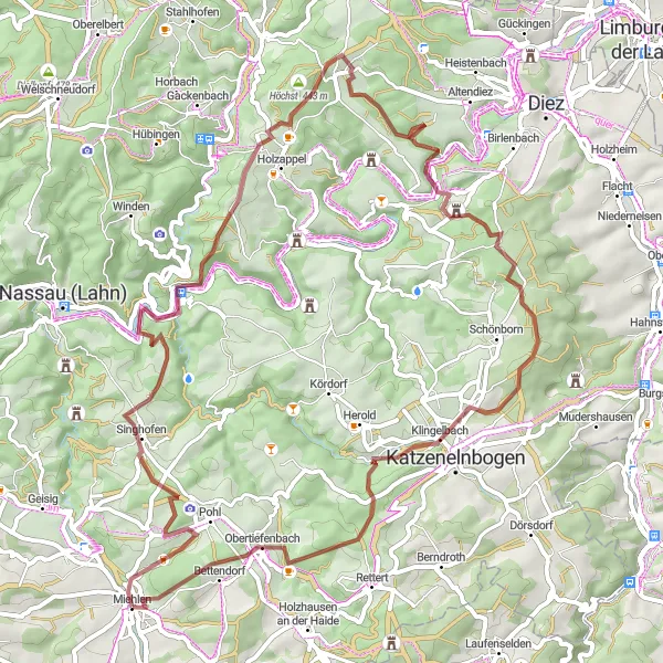 Karten-Miniaturansicht der Radinspiration "Durch malerische Landschaften am Rhein" in Koblenz, Germany. Erstellt vom Tarmacs.app-Routenplaner für Radtouren