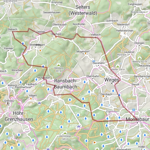 Karten-Miniaturansicht der Radinspiration "Rundweg um Montabaur" in Koblenz, Germany. Erstellt vom Tarmacs.app-Routenplaner für Radtouren