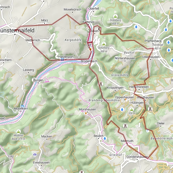 Karten-Miniaturansicht der Radinspiration "Die Moselschleife" in Koblenz, Germany. Erstellt vom Tarmacs.app-Routenplaner für Radtouren