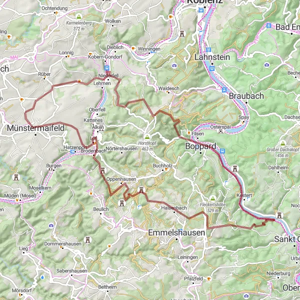Karten-Miniaturansicht der Radinspiration "Mosel Highlights" in Koblenz, Germany. Erstellt vom Tarmacs.app-Routenplaner für Radtouren