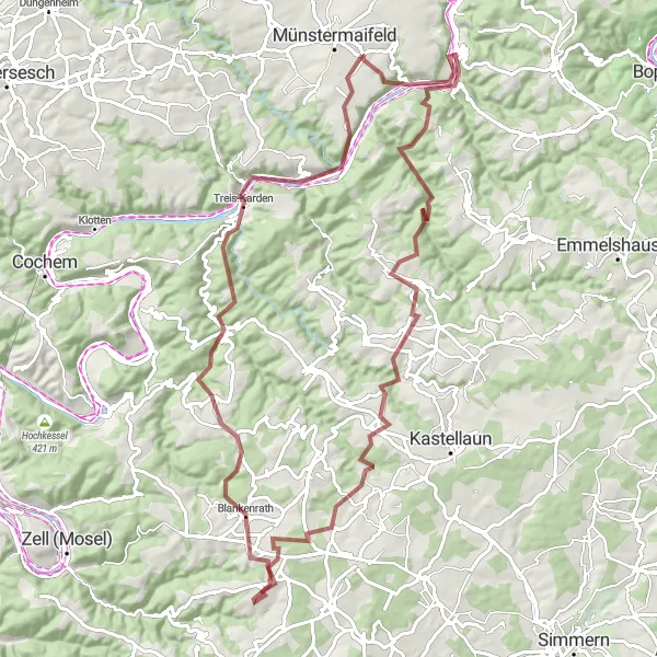 Map miniature of "The Ultimate Gravel Adventure" cycling inspiration in Koblenz, Germany. Generated by Tarmacs.app cycling route planner