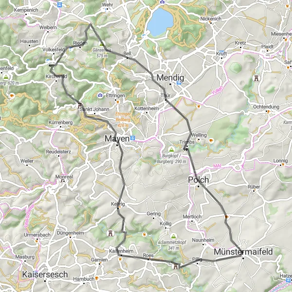 Map miniature of "The Mosel Valley Challenge" cycling inspiration in Koblenz, Germany. Generated by Tarmacs.app cycling route planner