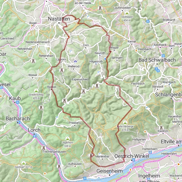 Map miniature of "Scenic Exploration" cycling inspiration in Koblenz, Germany. Generated by Tarmacs.app cycling route planner