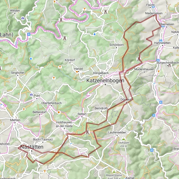 Karten-Miniaturansicht der Radinspiration "Abenteuer im Taunus und Westerwald" in Koblenz, Germany. Erstellt vom Tarmacs.app-Routenplaner für Radtouren