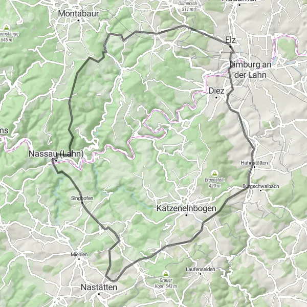 Karten-Miniaturansicht der Radinspiration "Idyllische Landschaften im Taunus" in Koblenz, Germany. Erstellt vom Tarmacs.app-Routenplaner für Radtouren