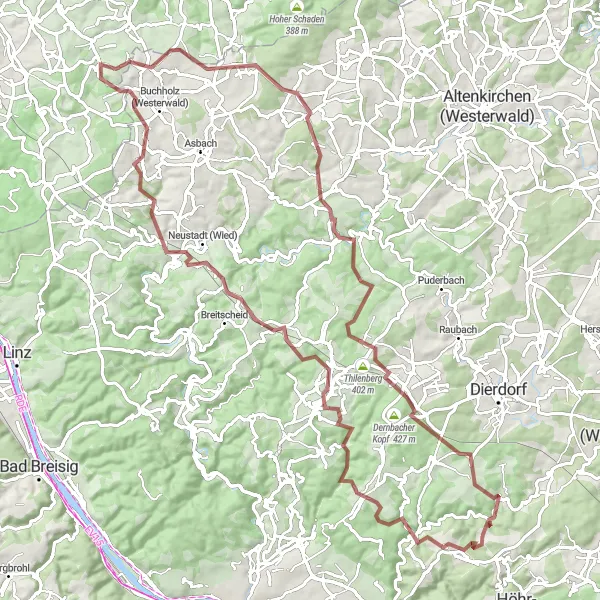 Karten-Miniaturansicht der Radinspiration "Aufregende Gravel-Tour durch Isenburg und Brandenberg" in Koblenz, Germany. Erstellt vom Tarmacs.app-Routenplaner für Radtouren