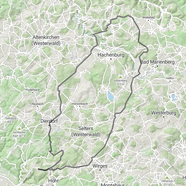 Karten-Miniaturansicht der Radinspiration "Hügelige Straßen um Koblenz" in Koblenz, Germany. Erstellt vom Tarmacs.app-Routenplaner für Radtouren