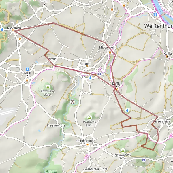 Map miniature of "Saffig Loop" cycling inspiration in Koblenz, Germany. Generated by Tarmacs.app cycling route planner