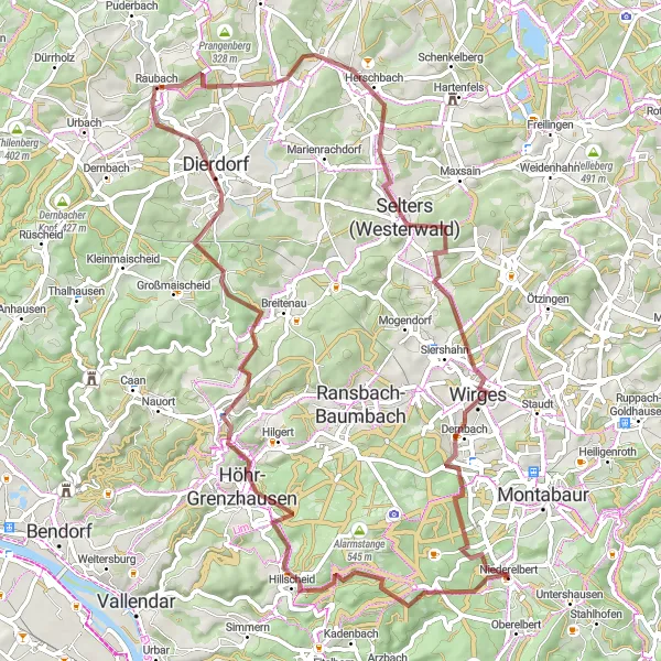 Karten-Miniaturansicht der Radinspiration "Abenteuerliche Gravel-Tour mit 1152 m Aufstieg und 73 km" in Koblenz, Germany. Erstellt vom Tarmacs.app-Routenplaner für Radtouren