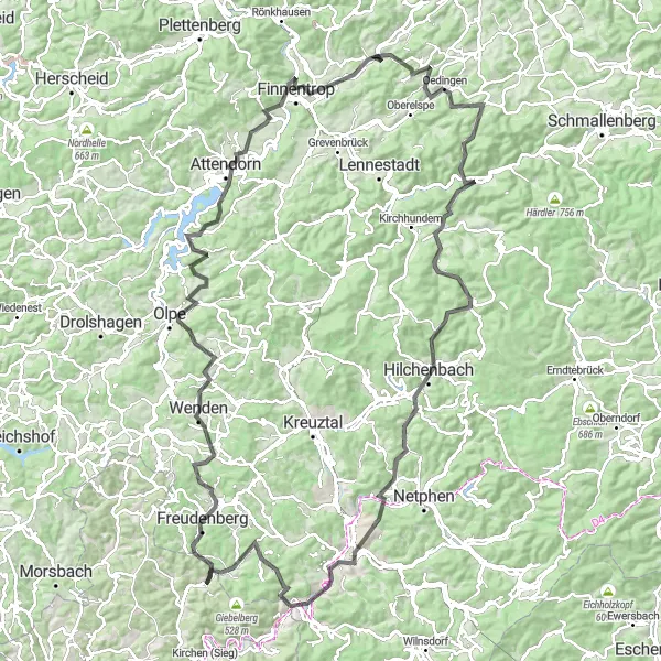 Karten-Miniaturansicht der Radinspiration "Road-Tour um Niederfischbach" in Koblenz, Germany. Erstellt vom Tarmacs.app-Routenplaner für Radtouren