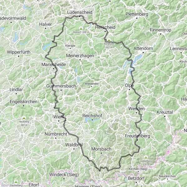 Map miniature of "Ultimate Koblenz Cycling Challenge" cycling inspiration in Koblenz, Germany. Generated by Tarmacs.app cycling route planner