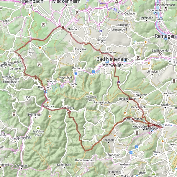 Karten-Miniaturansicht der Radinspiration "Die Eifel-Panorama-Tour" in Koblenz, Germany. Erstellt vom Tarmacs.app-Routenplaner für Radtouren