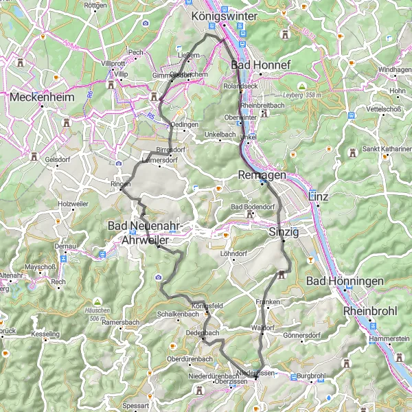 Karten-Miniaturansicht der Radinspiration "Die Rheinsteig-Tour" in Koblenz, Germany. Erstellt vom Tarmacs.app-Routenplaner für Radtouren