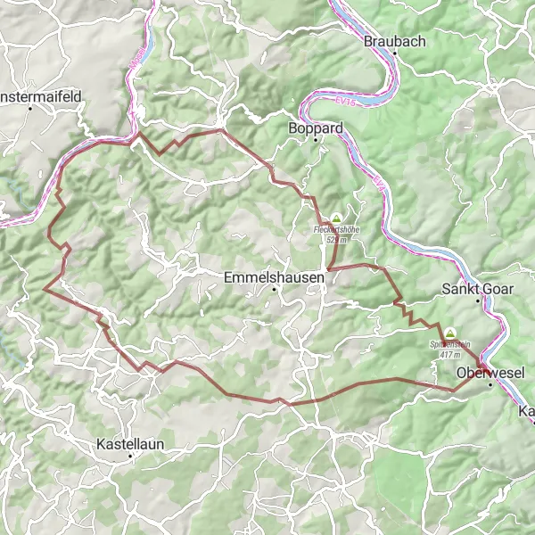 Karten-Miniaturansicht der Radinspiration "Abenteuer auf dem Land" in Koblenz, Germany. Erstellt vom Tarmacs.app-Routenplaner für Radtouren